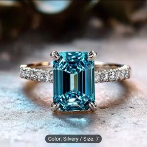 Aqua Blue Gemstone Ring with Diamond Accents